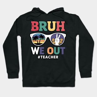 Bruh We Out Retro Sunset and Peace Sign Sunglasses Hoodie